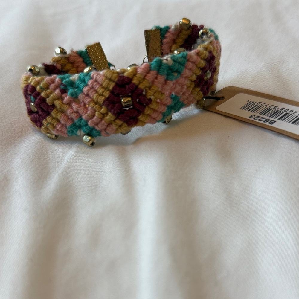 Colorful Woven Bracelet with Gold Accents